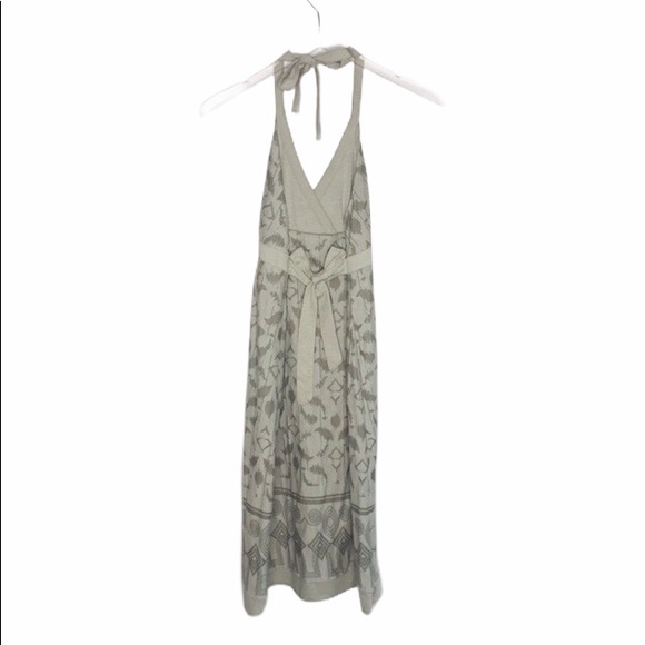 Athleta Gray Halter Tie-Back Maxi Dress Boho Aztec Print Size Small - Picture 2 of 13
